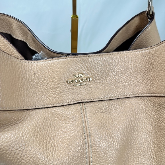 Coach NY Lexy F31987 Tan Pebble Leather Shoulder Bag Satchel w/storage bag - Picture 3 of 15